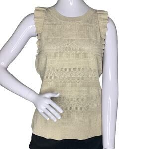 I.N.C NWT Sparkly Top Sleeveless Beige with Metallic Gold Size XL